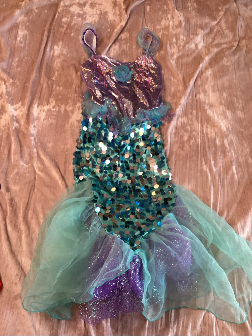 Sparkle Mermaid Dress-Up Costume in Teal & Purple sz girls small